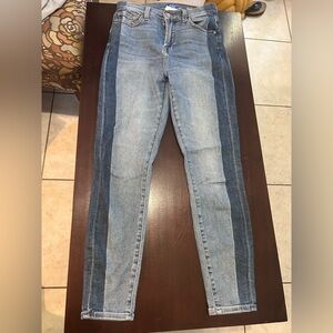 7 For All Mankind Two-Tone Blue Skinny Jeans